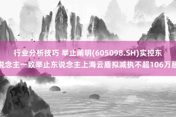 行业分析技巧 举止阐明(605098.SH)实控东说念主一致举止东说念主上海云盾拟减执不超106万股