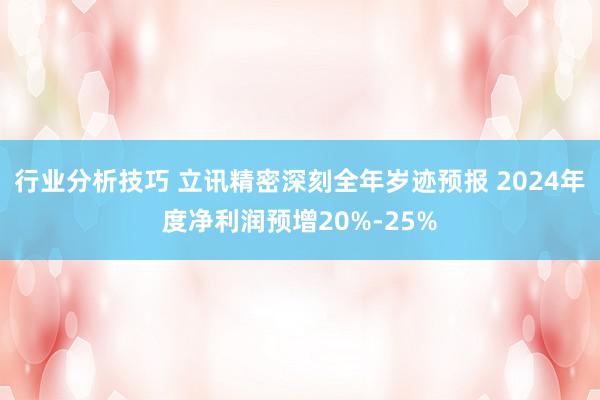 行业分析技巧 立讯精密深刻全年岁迹预报 2024年度净利润预增20%-25%