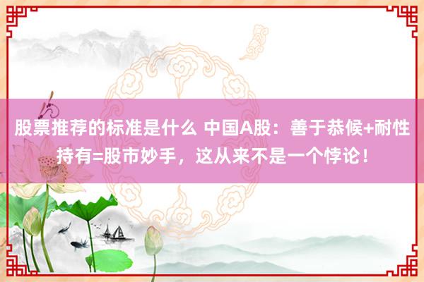 股票推荐的标准是什么 中国A股：善于恭候+耐性持有=股市妙手，这从来不是一个悖论！