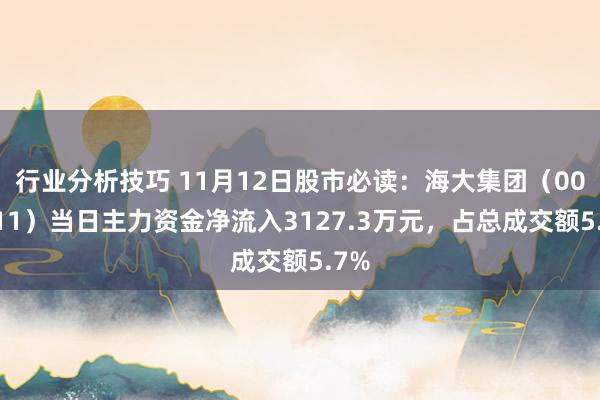 行业分析技巧 11月12日股市必读：海大集团（002311）当日主力资金净流入3127.3万元，占总成交额5.7%