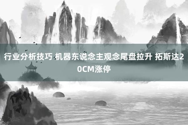 行业分析技巧 机器东说念主观念尾盘拉升 拓斯达20CM涨停