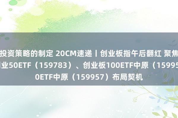 投资策略的制定 20CM速递丨创业板指午后翻红 聚焦低费率科创创业50ETF（159783）、创业板100ETF中原（159957）布局契机