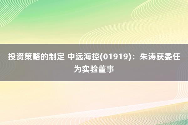 投资策略的制定 中远海控(01919)：朱涛获委任为实验董事