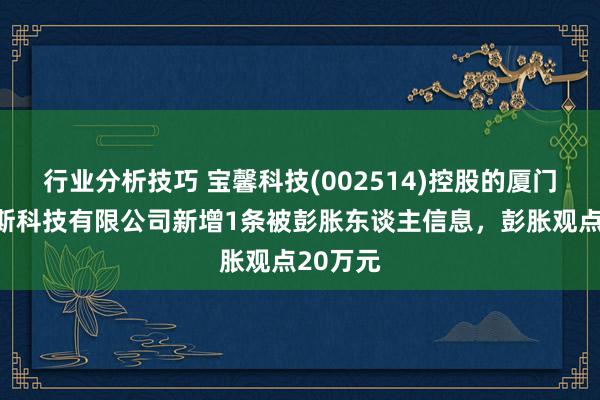 行业分析技巧 宝馨科技(002514)控股的厦门宝麦克斯科技有限公司新增1条被彭胀东谈主信息，彭胀观点20万元