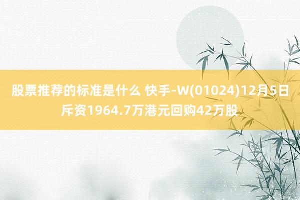 股票推荐的标准是什么 快手-W(01024)12月5日斥资1964.7万港元回购42万股