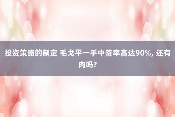 投资策略的制定 毛戈平一手中签率高达90%, 还有肉吗?