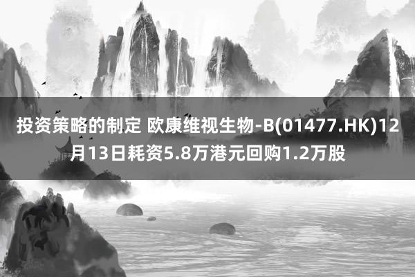 投资策略的制定 欧康维视生物-B(01477.HK)12月13日耗资5.8万港元回购1.2万股