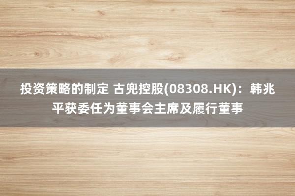 投资策略的制定 古兜控股(08308.HK)：韩兆平获委任为董事会主席及履行董事