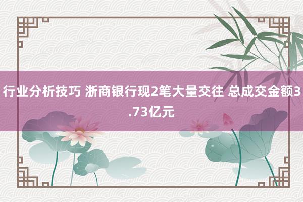 行业分析技巧 浙商银行现2笔大量交往 总成交金额3.73亿元