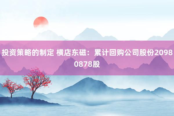 投资策略的制定 横店东磁：累计回购公司股份20980878股