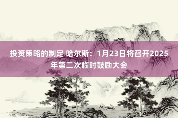 投资策略的制定 哈尔斯：1月23日将召开2025年第二次临时鼓励大会