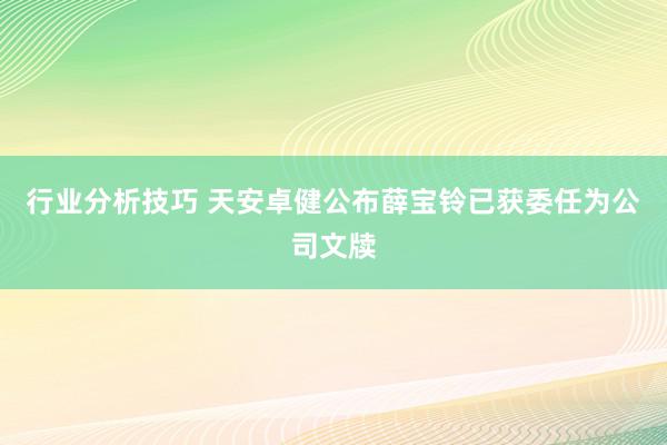 行业分析技巧 天安卓健公布薛宝铃已获委任为公司文牍