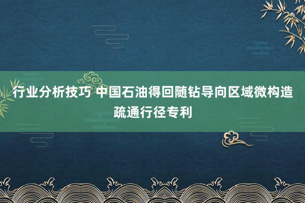 行业分析技巧 中国石油得回随钻导向区域微构造疏通行径专利