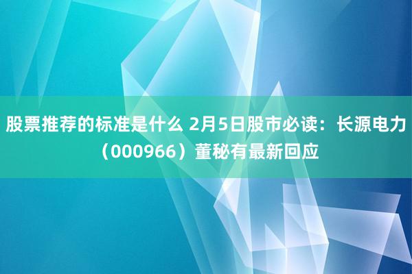 股票推荐的标准是什么 2月5日股市必读：长源电力（000966）董秘有最新回应