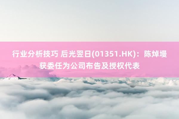 行业分析技巧 后光翌日(01351.HK)：陈焯墁获委任为公司布告及授权代表