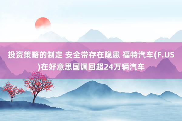 投资策略的制定 安全带存在隐患 福特汽车(F.US)在好意思国调回超24万辆汽车