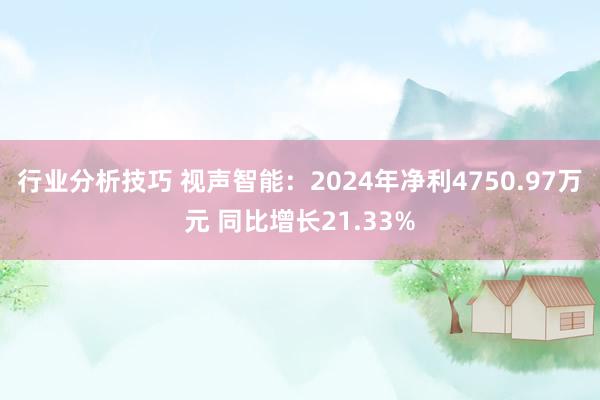 行业分析技巧 视声智能：2024年净利4750.97万元 同比增长21.33%