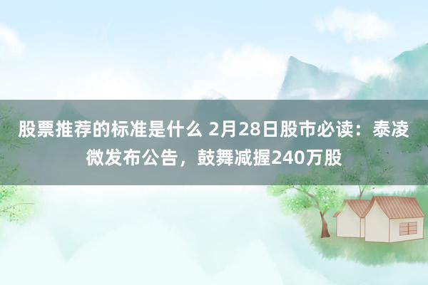 股票推荐的标准是什么 2月28日股市必读：泰凌微发布公告，鼓舞减握240万股