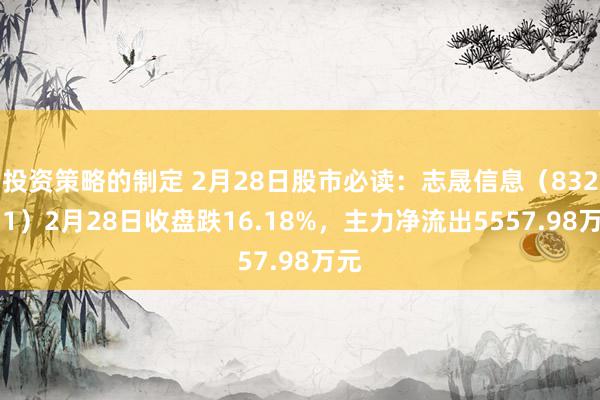 投资策略的制定 2月28日股市必读：志晟信息（832171）2月28日收盘跌16.18%，主力净流出5557.98万元