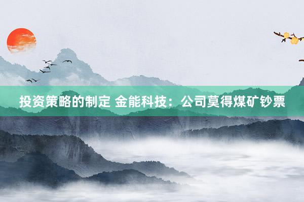 投资策略的制定 金能科技：公司莫得煤矿钞票