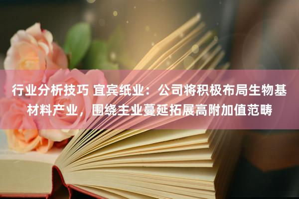 行业分析技巧 宜宾纸业：公司将积极布局生物基材料产业，围绕主业蔓延拓展高附加值范畴