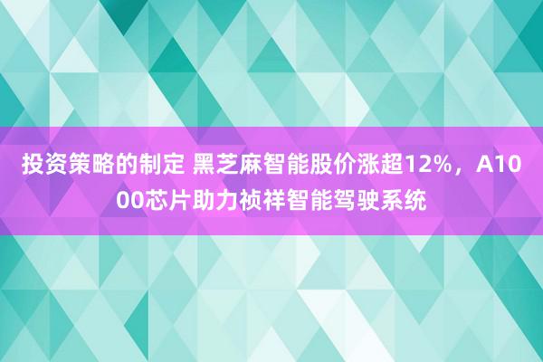 投资策略的制定 黑芝麻智能股价涨超12%，A1000芯片助力祯祥智能驾驶系统