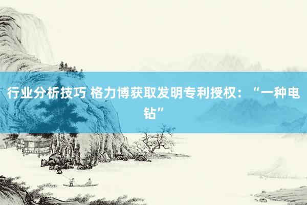 行业分析技巧 格力博获取发明专利授权：“一种电钻”