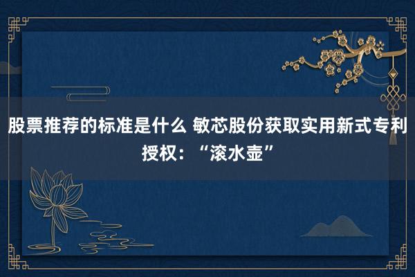 股票推荐的标准是什么 敏芯股份获取实用新式专利授权：“滚水壶”