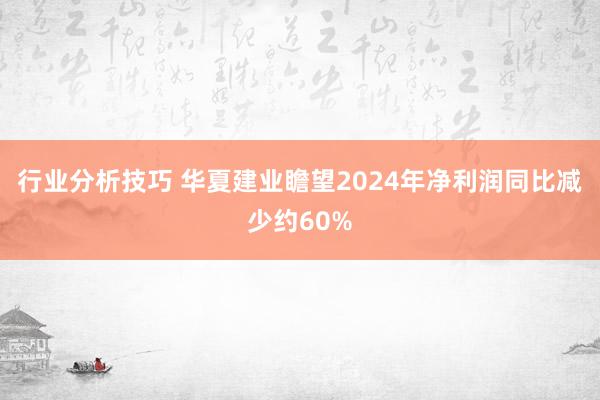 行业分析技巧 华夏建业瞻望2024年净利润同比减少约60%