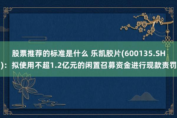 股票推荐的标准是什么 乐凯胶片(600135.SH)：拟使用不超1.2亿元的闲置召募资金进行现款责罚